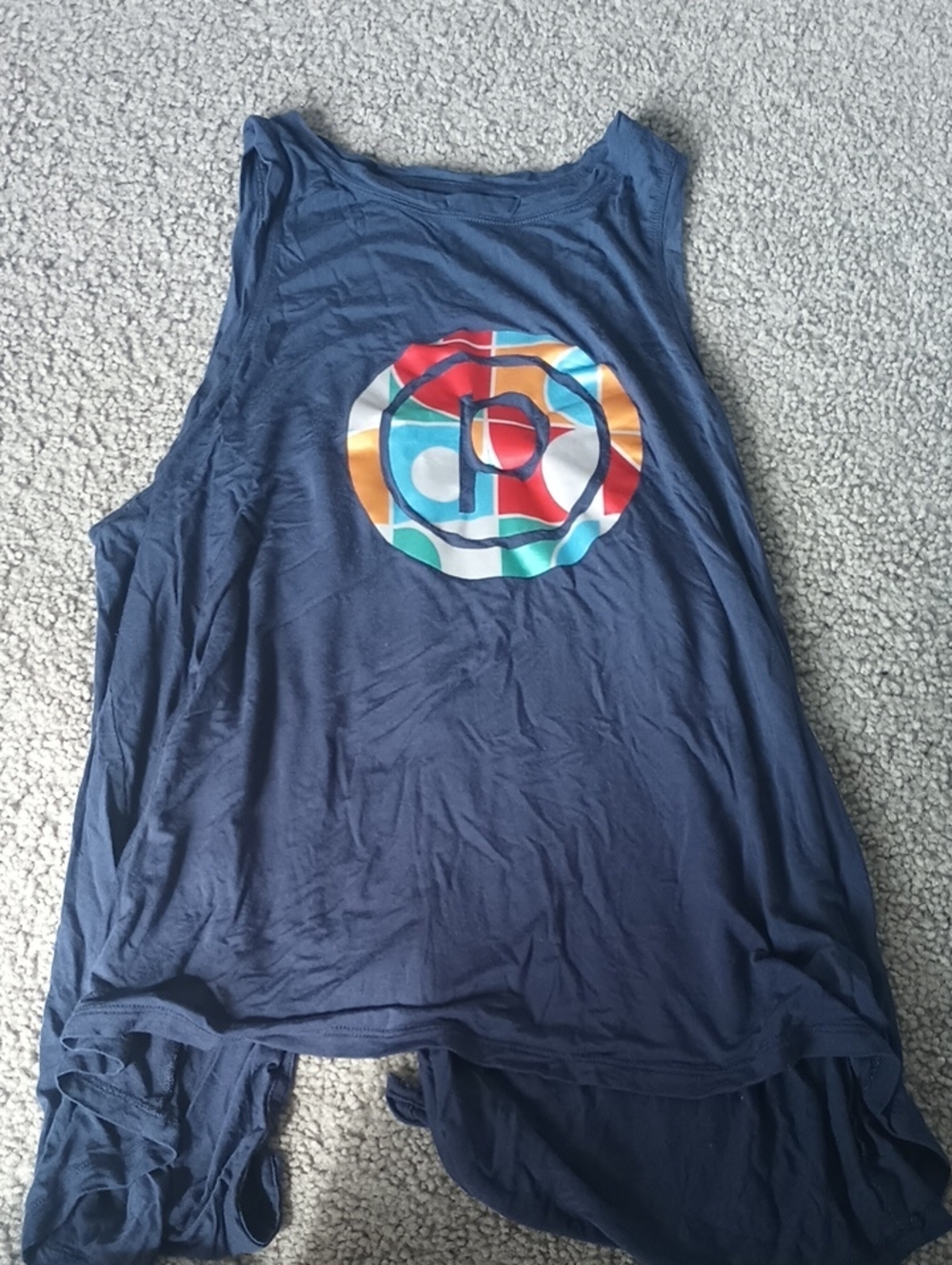 Tavi Navy Tie Back Tank With Pure Barre Logo